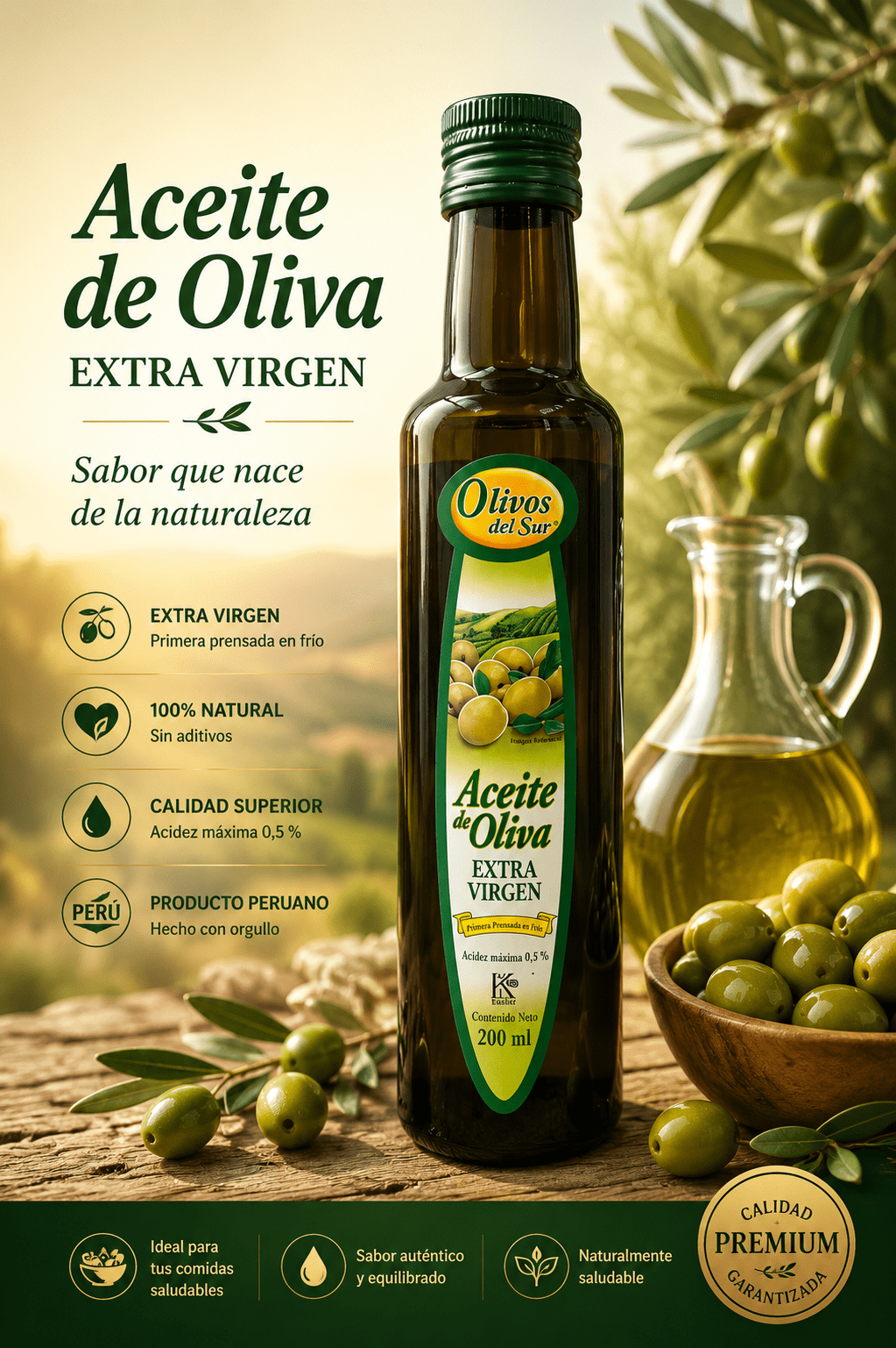Aceite de Oliva Extra Virgen Vidrio 200 ml - Image 2