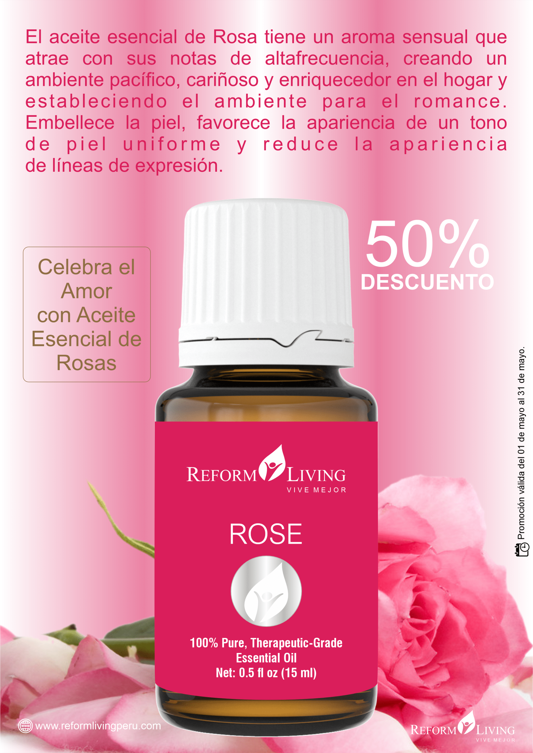 Promo Aceite Esencial de Rosas 15 ml 50% Descuento