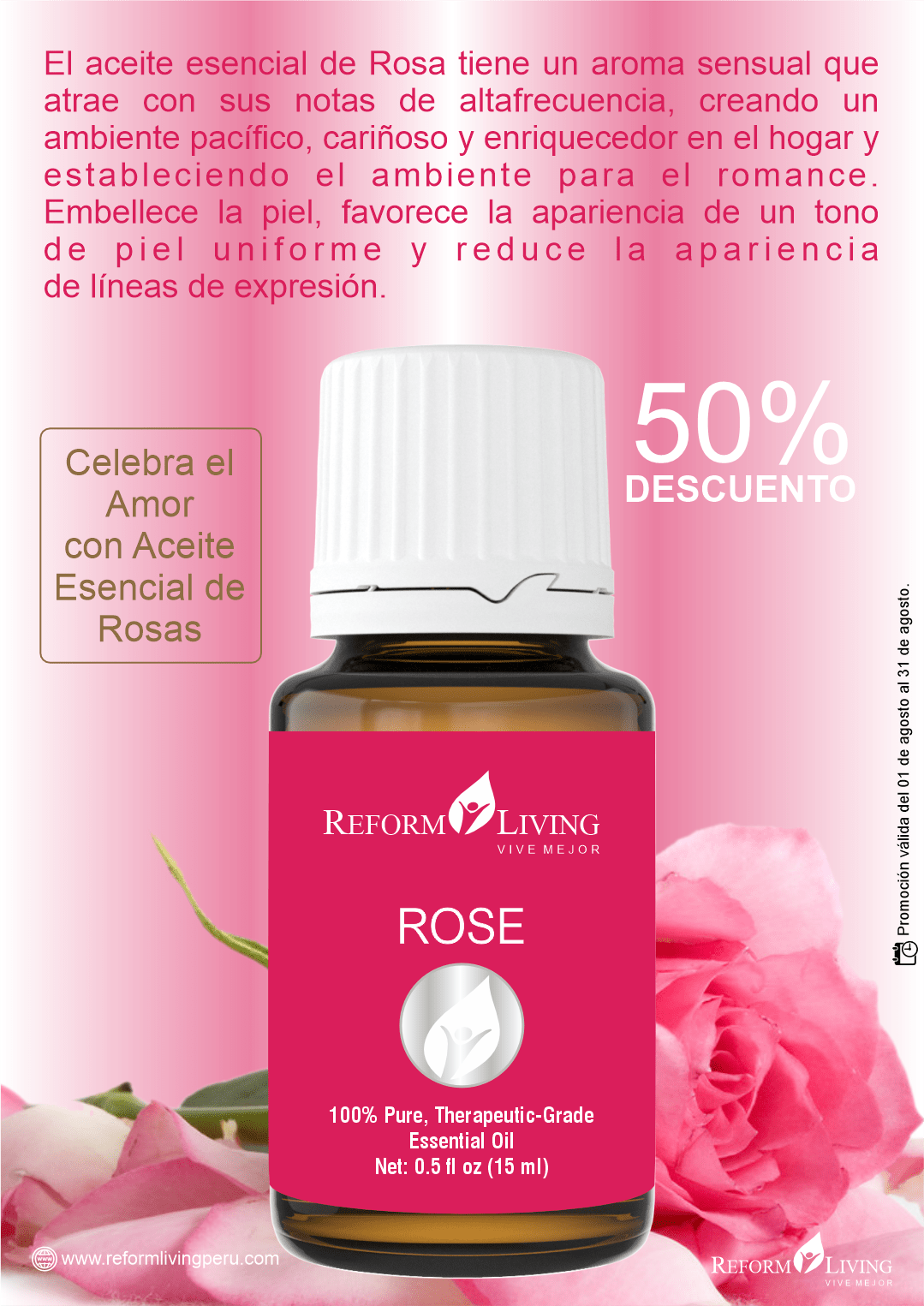 Promo Aceite Esencial de Rosas 15 ml 50% Descuento